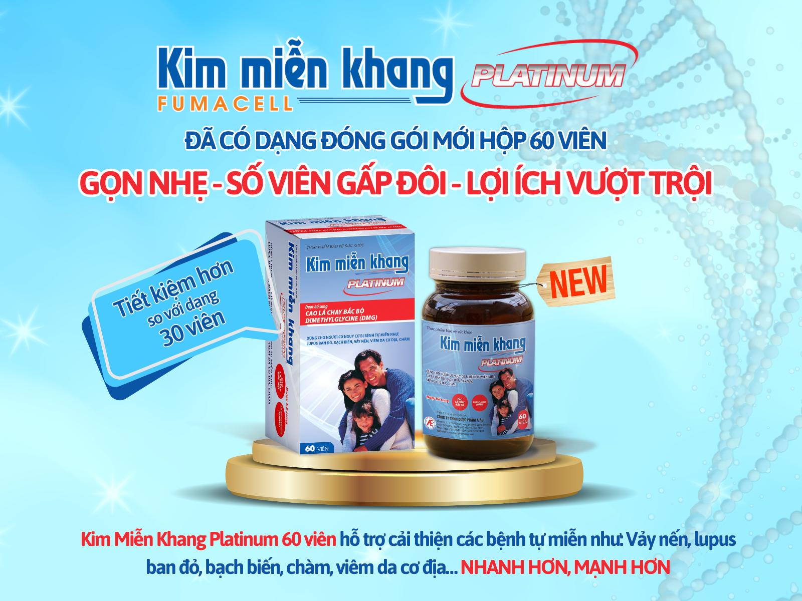 Kim Miễn Khang Platinum hộp 60 viên tiết kiệm, gọn nhẹ
